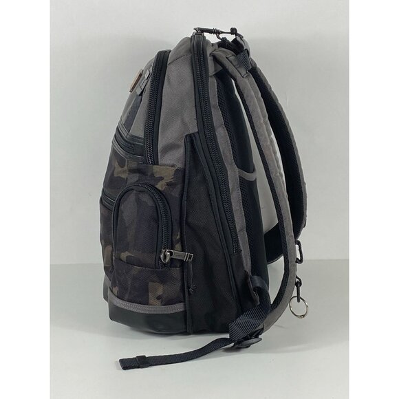 TUMI Parrish Leather Trim Camo Laptop Storage Unisex Backpack Black/Gray F179 - Picture 3 of 8